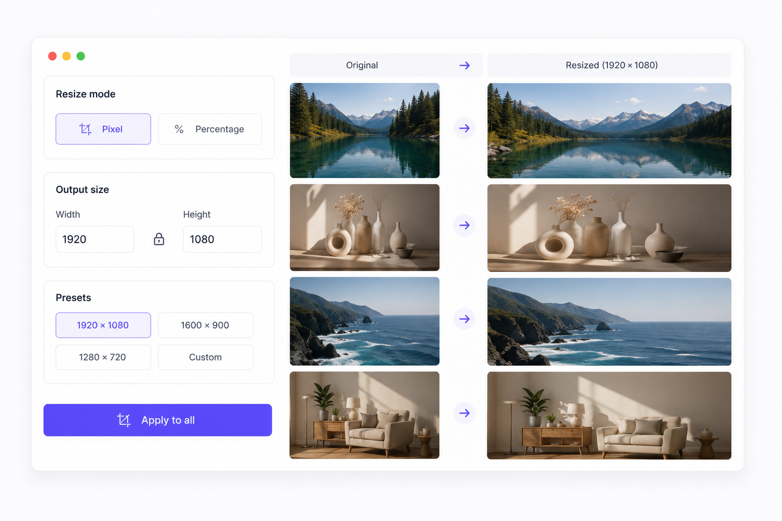 Bulk image resize: standardize pixel dimensions across an entire folder