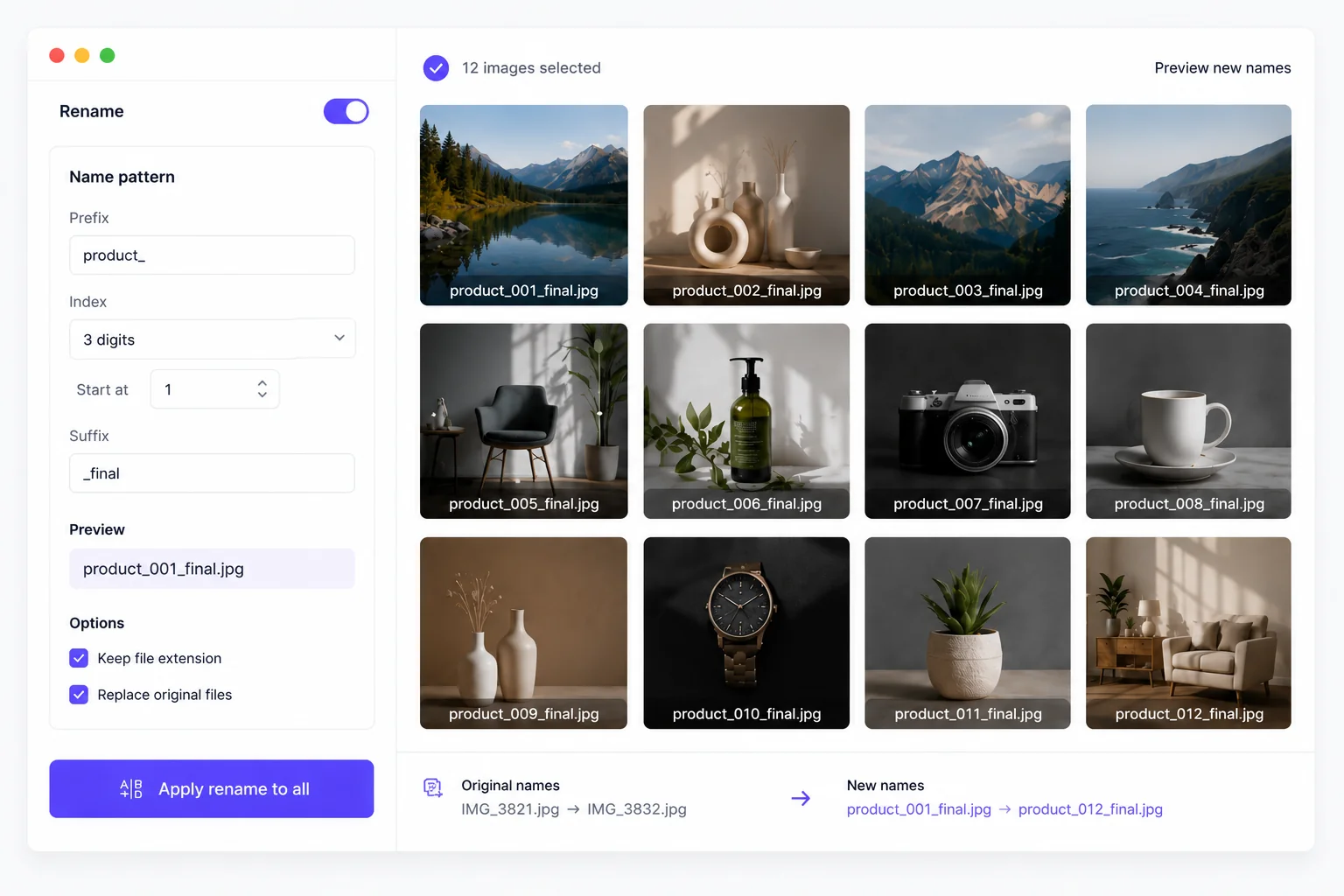 Keep deliverables organized before export